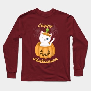 HALLOWEEN PUMPKIN CAT Long Sleeve T-Shirt